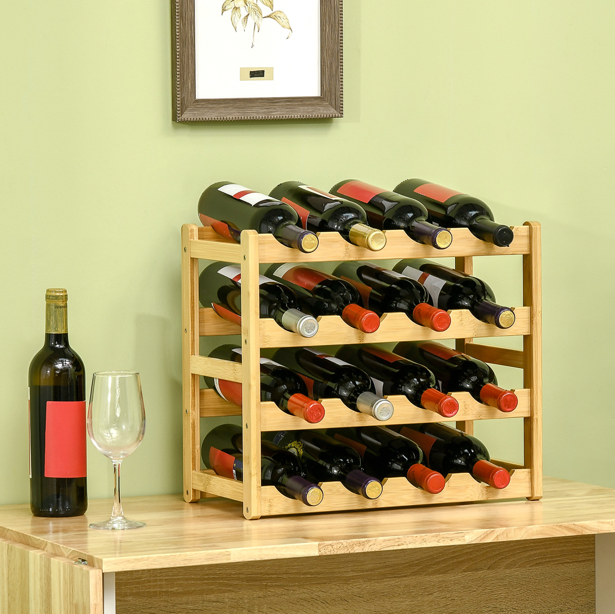 Bambus-weinregal Für 16 Flaschen, 43 X 23,5 X 38 Cm, Okwish