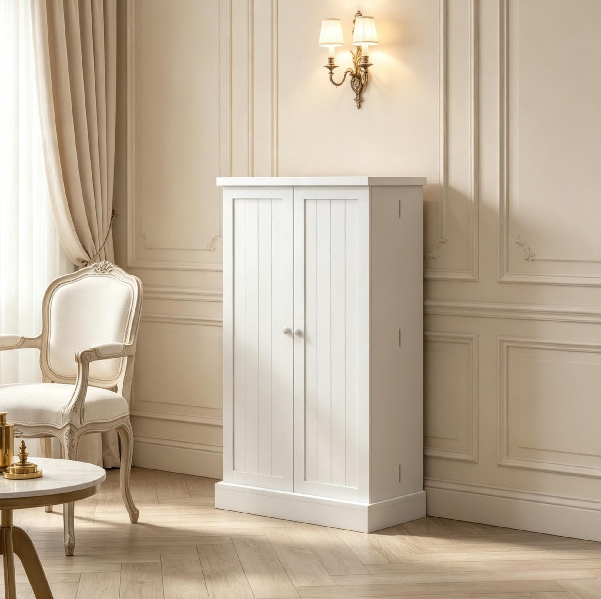 Hoher Weißer Küchenschrank Aus Mdf Mit Türen Und Verstellbaren Böden 60 X 30 X 104 Cm