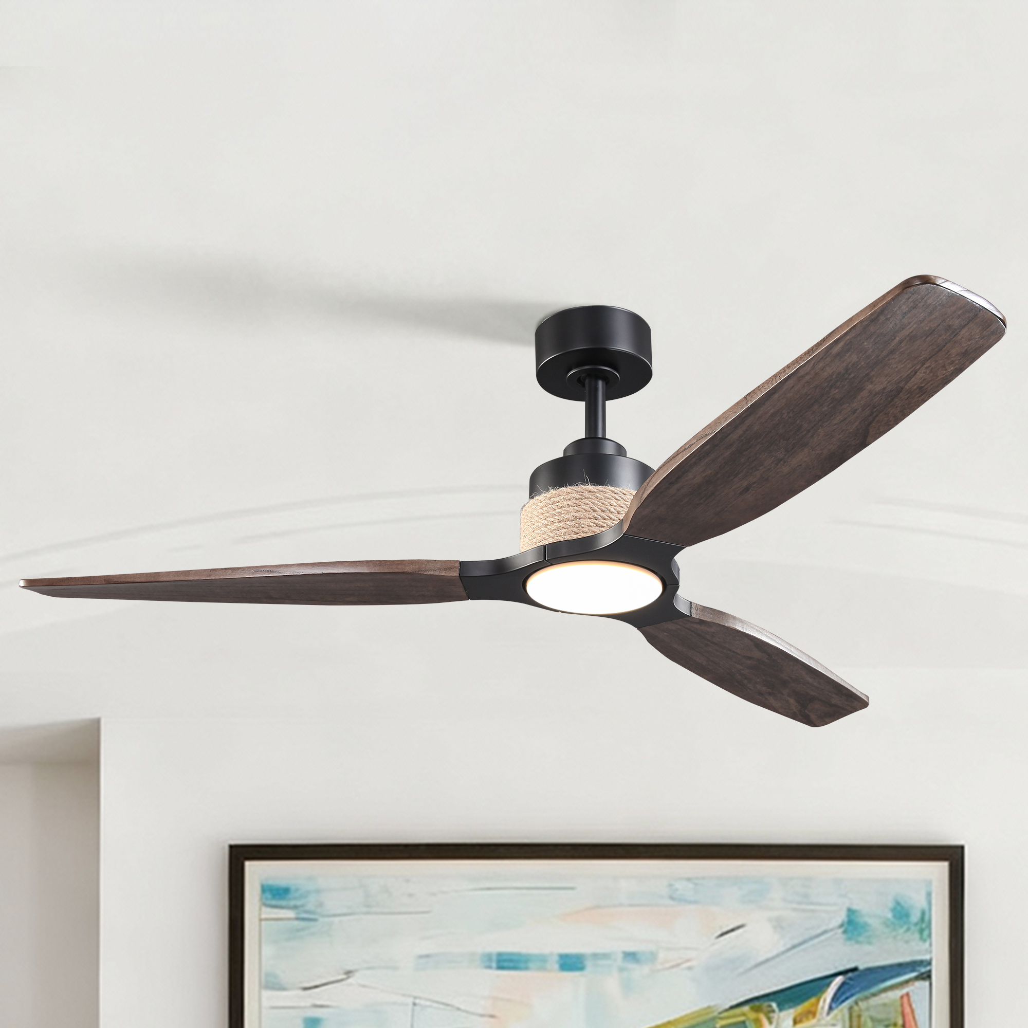 Parrot Uncle Deckenventilator Mit Licht Led 142 Cm, Leiser Dc-motor, Fernbedienung, Dimmbar, 6 Geschwindigkeiten, Sommer-winter-funktion, Holzoptik Für Wohnzimmer Schlafzimmer