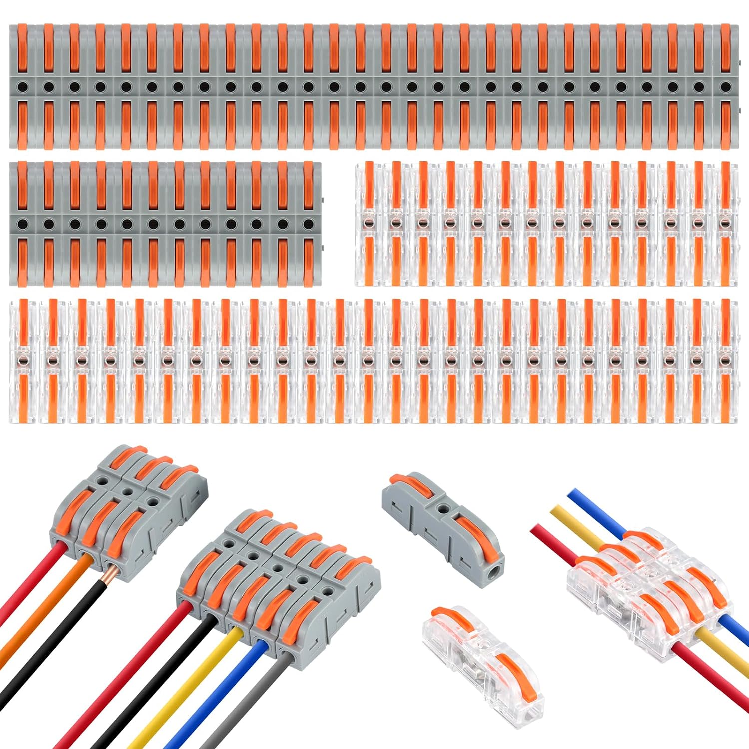 Packung Mit 120 Elektrischen Steckverbindern, Elektrischen Armaturen Mit Bedienhebel, Zweiadrigen Leitern, Schnellverbindern Für Kabelverbindungen