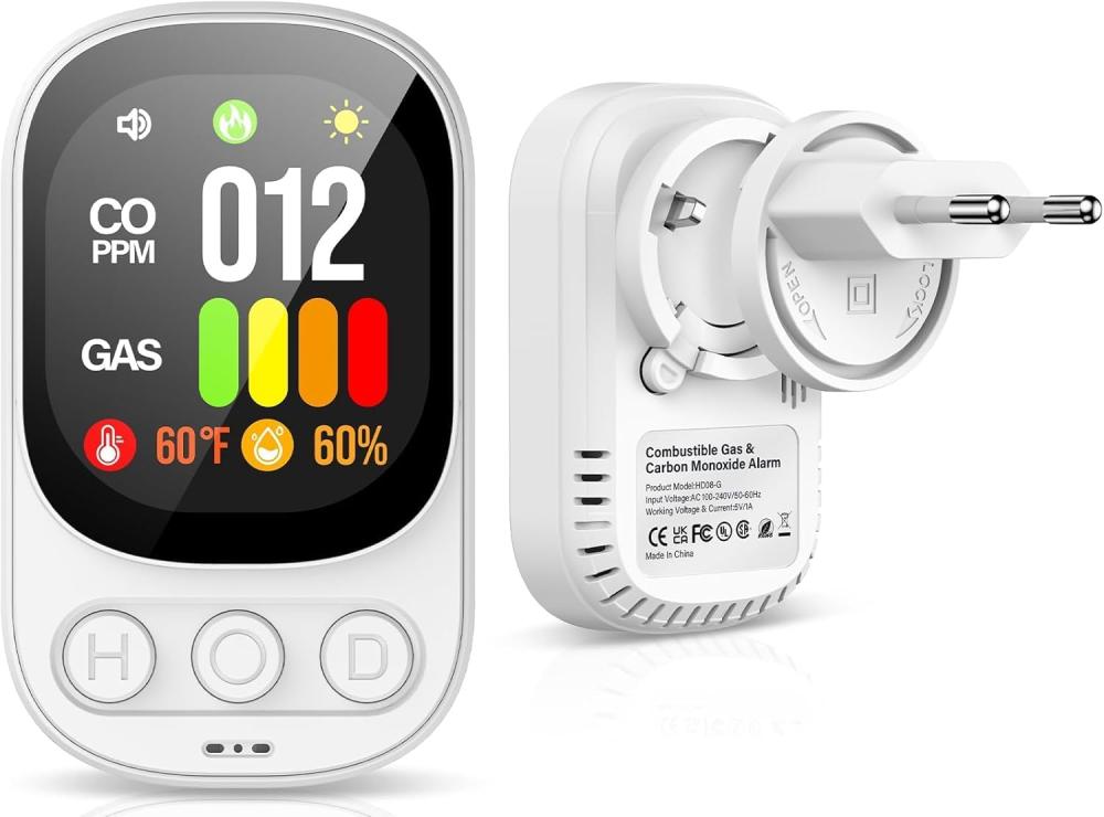 Kohlenmonoxid-detektor (co-detektor) Gasmelder Stecker-gaswarngerät – 2-in-1 Co- Und Gassensor, 2-sekunden-alarm Ab 50 Ppm