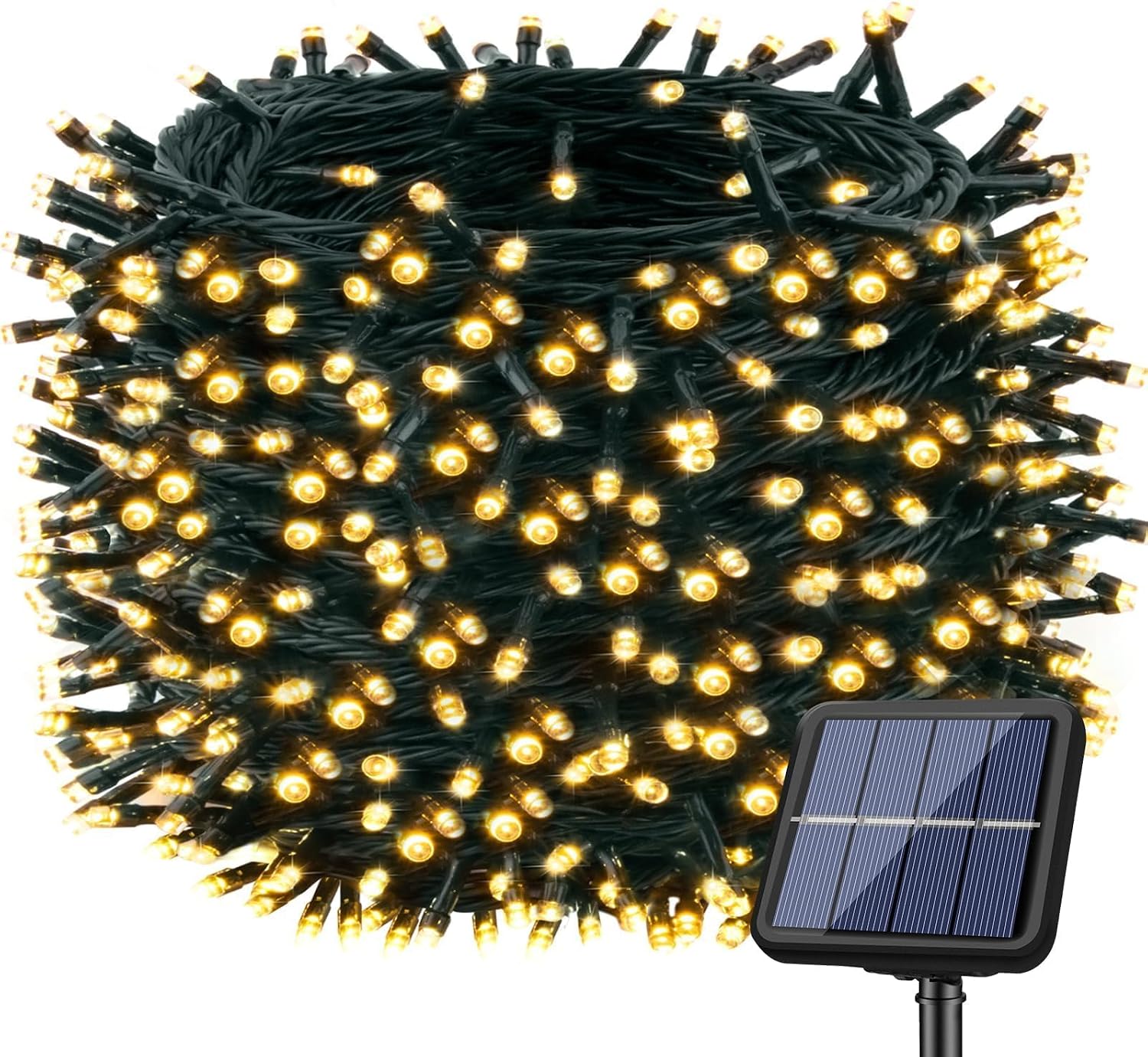 22+2 M Lange Solar-lichterkette Mit 220 Leds Für Den Außenbereich, Ip65 Wasserdicht, 8 Leuchtmodi Für Garten, Terrasse Und Weihnachten, Warmweiß