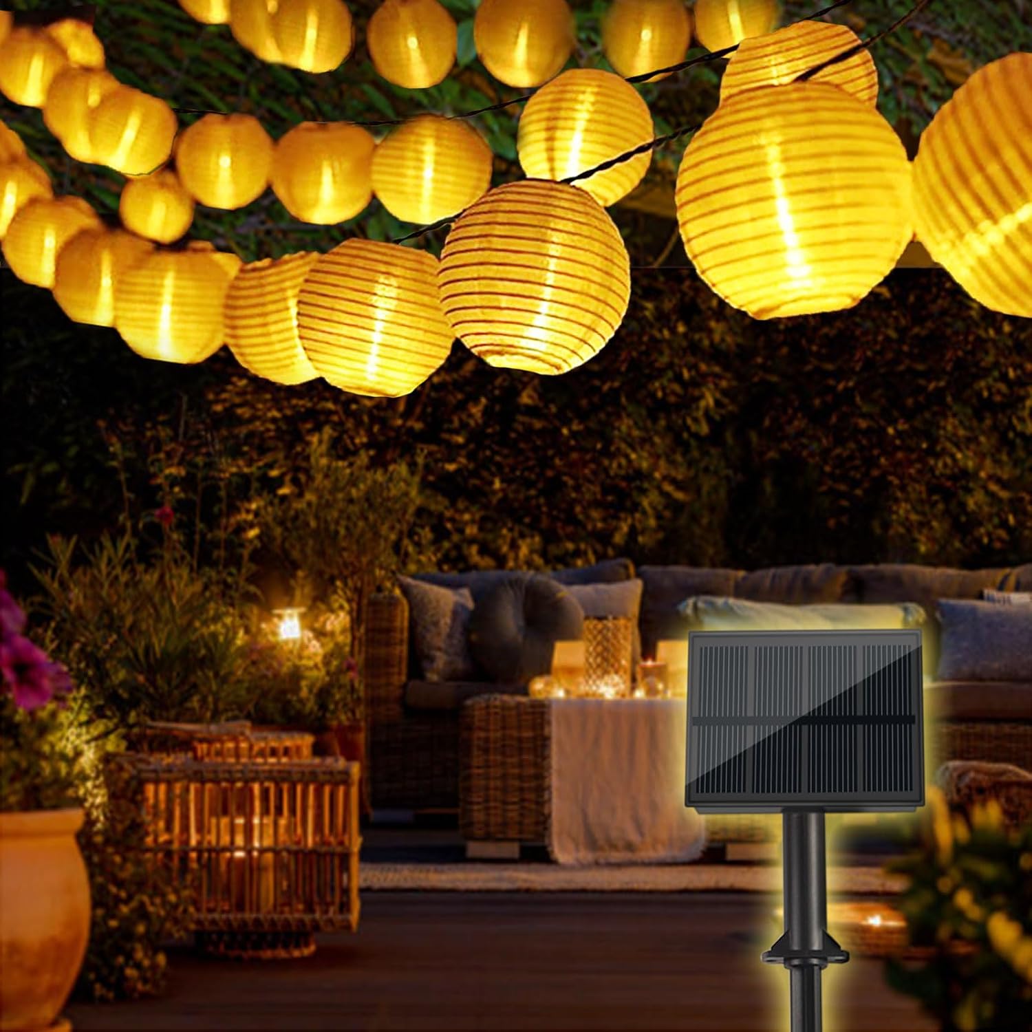 Bowfar Solar-lichterkette Für Den Außenbereich – 6,5 M, 30 Leds, 800 Mah, Mit Verbessertem Solarpanel, 8 Modi, Wetterfest, Für Garten, Balkon, Terrasse Und Hochzeiten, Warmweiß