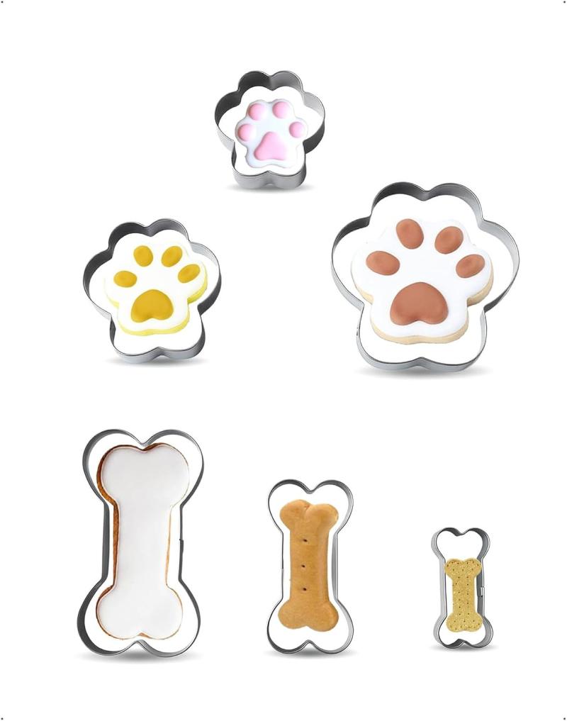 6er-set Knochenförmige Hundepfoten-ausstechformen Aus Edelstahl Für Hundekekse Oder Leckerlis – Backen