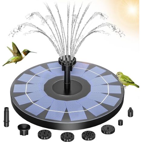 Schwimmender Solarbrunnen Für Den Außenbereich, 1,4-w-solarpumpe Mit 6 Düsen Für Teich, Vogelfutterhaus, Schwimmbad, Terrasse Und Garten.