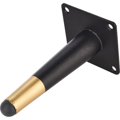 1 Stück (15 Cm Gerade, Konisch Zulaufend, Schwarz Mit Gold) Sofabeine, Möbelbeine Aus Metall, Badezimmermöbel, Tv-ständer, Tischbeine, Befestigungsmaterial