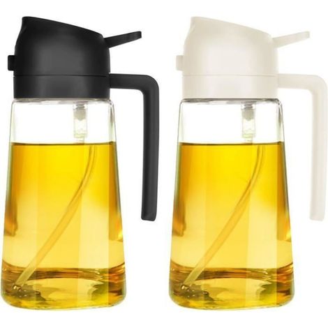 Ölsprühflasche - 470 Ml - Doppelfunktion: Ausgießen Und Sprühen - Glas - 2 Stück