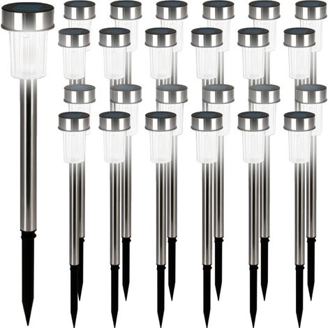 24 Solar-led-gartenleuchten, Wiederaufladbar, Edelstahl
