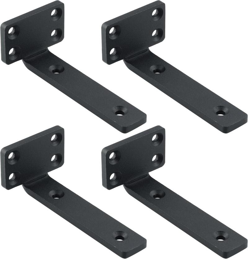 4 Stück Wandregalhalterungen, 15 Cm, Schwarz