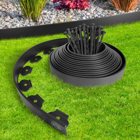 10 M Lange Rolle Schwarze Kunststoff-garteneinfassung – 30 Befestigungspfähle Inklusive – Flexibel Und Witterungsbeständig – Zur Abgrenzung Von Wegen Und Blumenbeeten