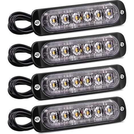 Set Mit 4 6-led-blitzseitenmarkierungsleuchten – Gelbe Warnblinkleuchte – Störungsanzeige – Universelle 12v/24v Wasserdichte Notfall-blinkleuchten Für Pkw Und Lkw