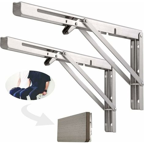 Klappbares Wandregal 500 Mm – Edelstahl 304 – Klappbare Werkbankstütze – Maximale Belastung 181 Kg – 2er-set – Silber – Rhafayre