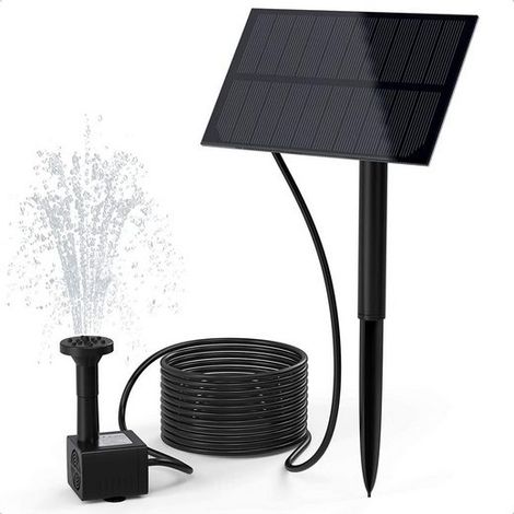 Solar-gartenbrunnen – 9-v-bürstenlospumpe – Maximale Fördermenge 200 L/h – 4 Sprühköpfe – Einfache Installation