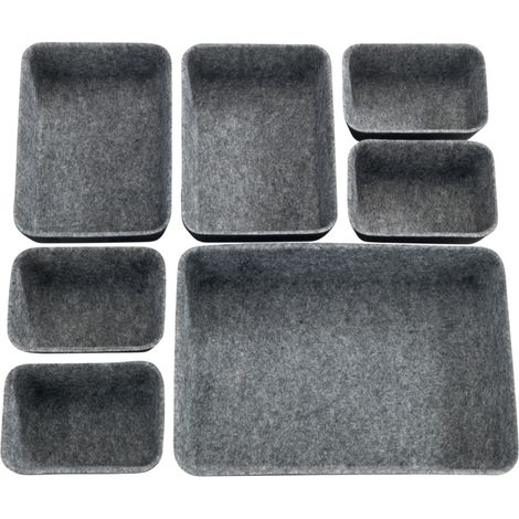 Filz-schubladeneinsätze – 7er-set – Verschiedene Größen: 20 X 5 X 28,5 Cm, 19 X 5 X 14 Cm, 13 X 5 X 9 Cm – 100 % Recyceltes Polyester