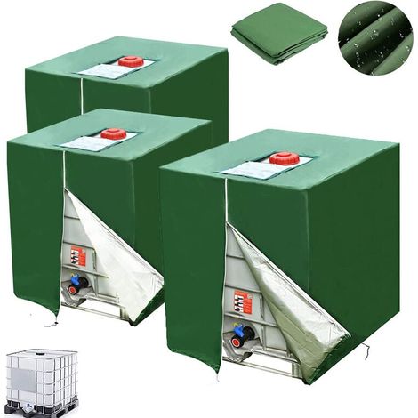 1000-liter-ibc-tankabdeckung, 3-teiliger 420d-wassertankdeckel, Uv-beständige, Staubdichte Gartenmöbelabdeckung, Ibc-tank-schutzhülle Mit Reißverschluss (116 X 100 X 120 Cm)