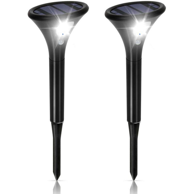 2er-pack Solar-led-leuchten Mit Bewegungsmelder – 130 Lumen Lichtleistung – 120° Abstrahlwinkel – Schutzart Ip65