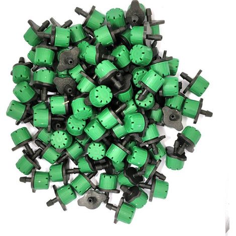 Packung Mit 100 Verstellbaren Tropfern – Durchflussmenge 1 Bis 70 L/h – Selbstreinigendes System – Für Gemüsegärten Und Gewächshäuser – Material: Polypropylen (pp) – Abrisa