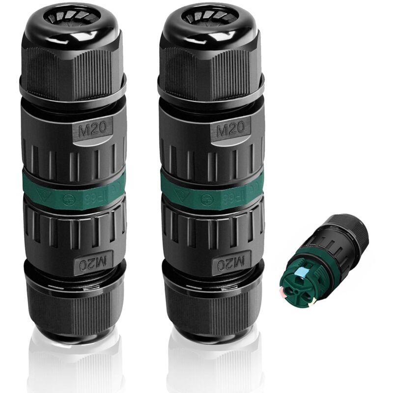 2er-pack Ip68 Wasserdichte Steckverbinder, 2-wege-abzweigdose, Wasserdichte Außensteckdose, Wasserdichte Elektroinstallationsarmatur, Außenmantelverbinder Für Kabel Ø 9 Bis 12 Mm, M20-2p (9-12 Mm)