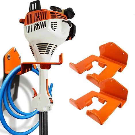 Set Mit 2 Stahl-wandhalterungen Für Freischneider – Wasserdichte Und Rostbeständige Orangefarbene Oberfläche – Einfache Montage An Jeder Wand