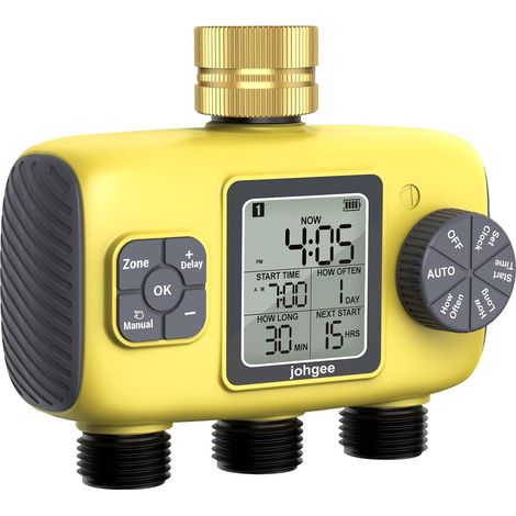 3-wege-bewässerungstimer – Messinganschluss – Automatischer Timer – Bewässerungsdauer 1 Bis 360 Minuten – Wasserdicht Bis 0,8 Mpa