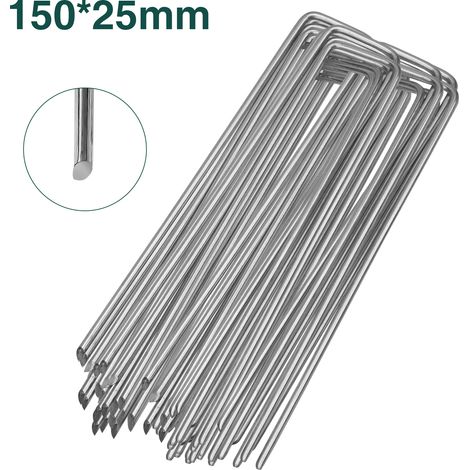 Swanew – 150 Mm U-förmige Bodenanker – Verzinkter Stahl – Packung Mit 100 Heringen Für Planen Und Kunstrasen – Schnelle Und Dauerhafte Befestigung