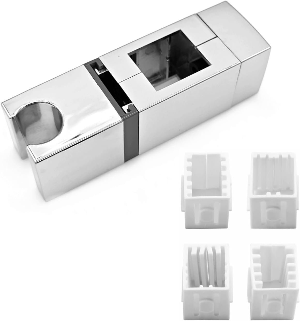 360° Verstellbare Duschkopfhalterung, Duschkopfstütze Für Rechteckige Hebestange, Ersatzteil Für Duschkopfhalterung, Kompatibel Mit 4 Stangengrößen (18x30, 22x22, 25x25, 30x15 Mm)
