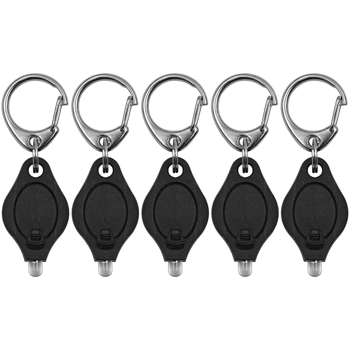 5er-pack Mini-led-schlüsselanhänger-taschenlampe, Ultrahell, Mit Karabinerhaken (schwarz)