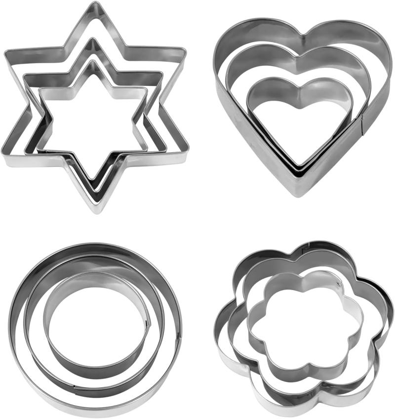 Set Mit 12 Ausstechformen Aus Edelstahl Für Kekse, Kuchen, Plätzchen Und Süßigkeiten