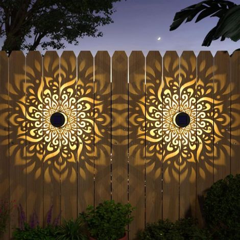 Set Mit 4 Gardencave Solarleuchten Aus Metall, Wasserdicht, Mandala-muster, Für Wände, Terrassen, Treppen, Gartenpfosten Und Patios.