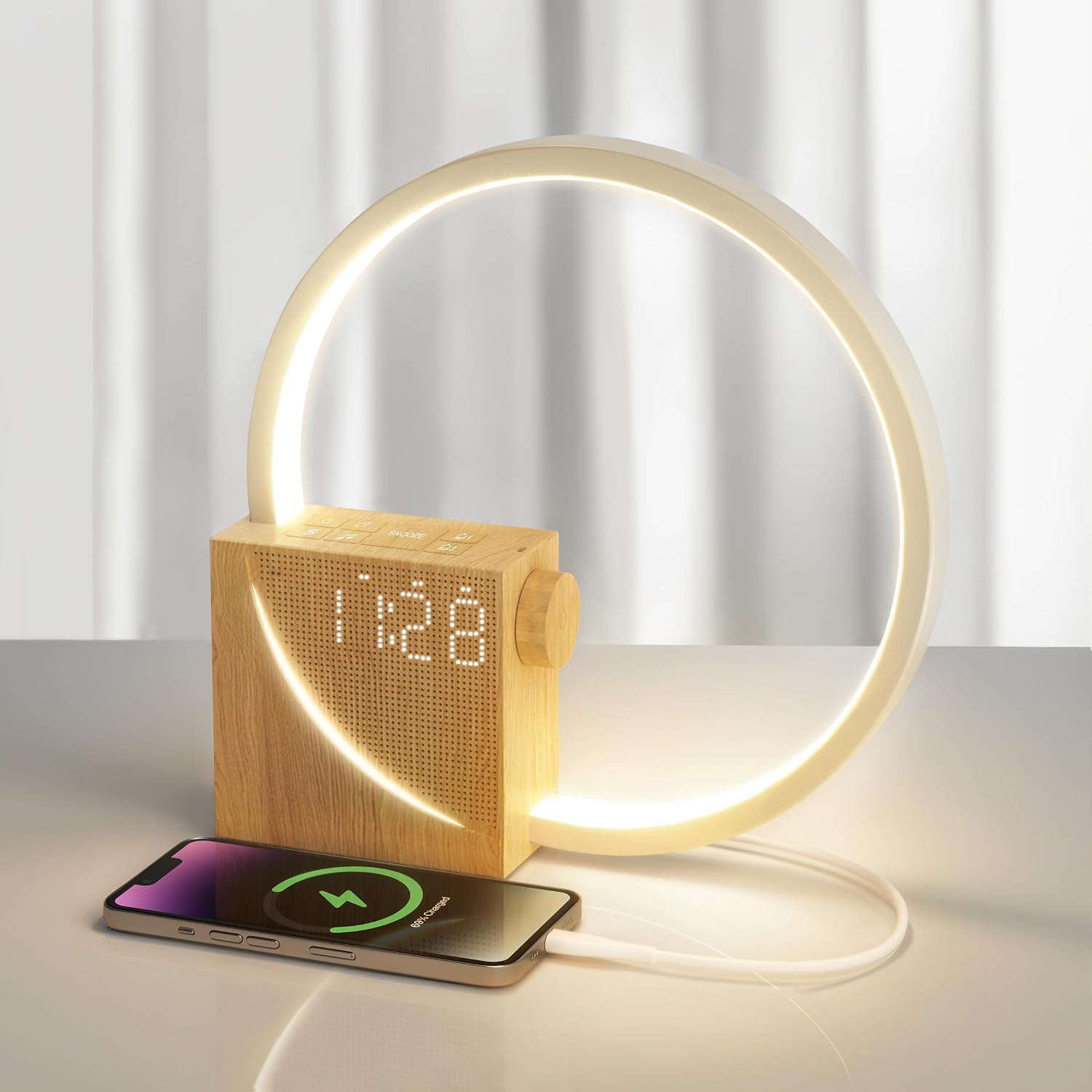 Blonbar Wecker-nachttischlampe, Touch-steuerung, 10w Usb-ladefunktion, 3 Helligkeitsstufen, Einschlafhilfe Für Babys Und Erwachsene (japanisch)