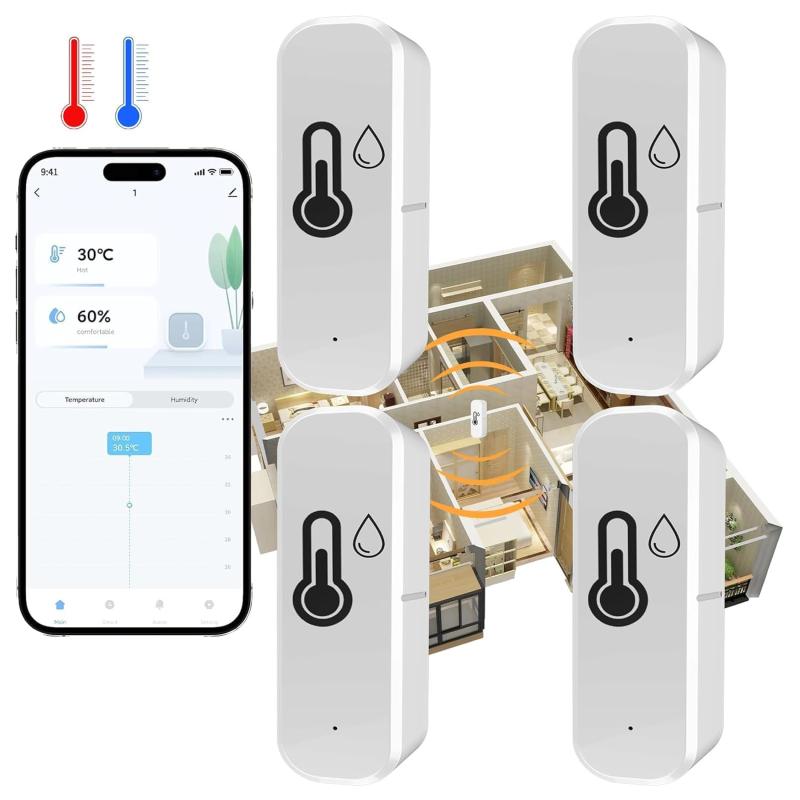 Wlan-thermometer-hygrometer Zur Überwachung Von Temperatur Und Luftfeuchtigkeit Im Innen- Und Außenbereich, Funktioniert