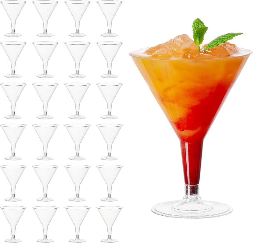 24 Wiederverwendbare, Transparente Martinigläser Aus Kunststoff Für Cocktails Und Desserts (210 Ml) – Cocktailgläser