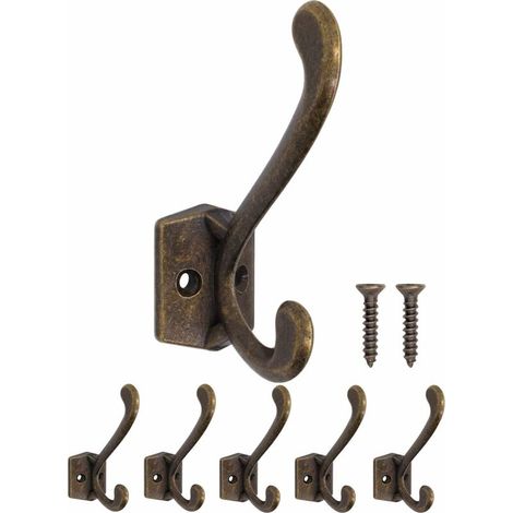 Set Aus 5 Massiven Eisenhaken, Kleiderhaken Und Handtuchhaken, Antikmessing- Und Bronze-stil, Retro-landhausstil.