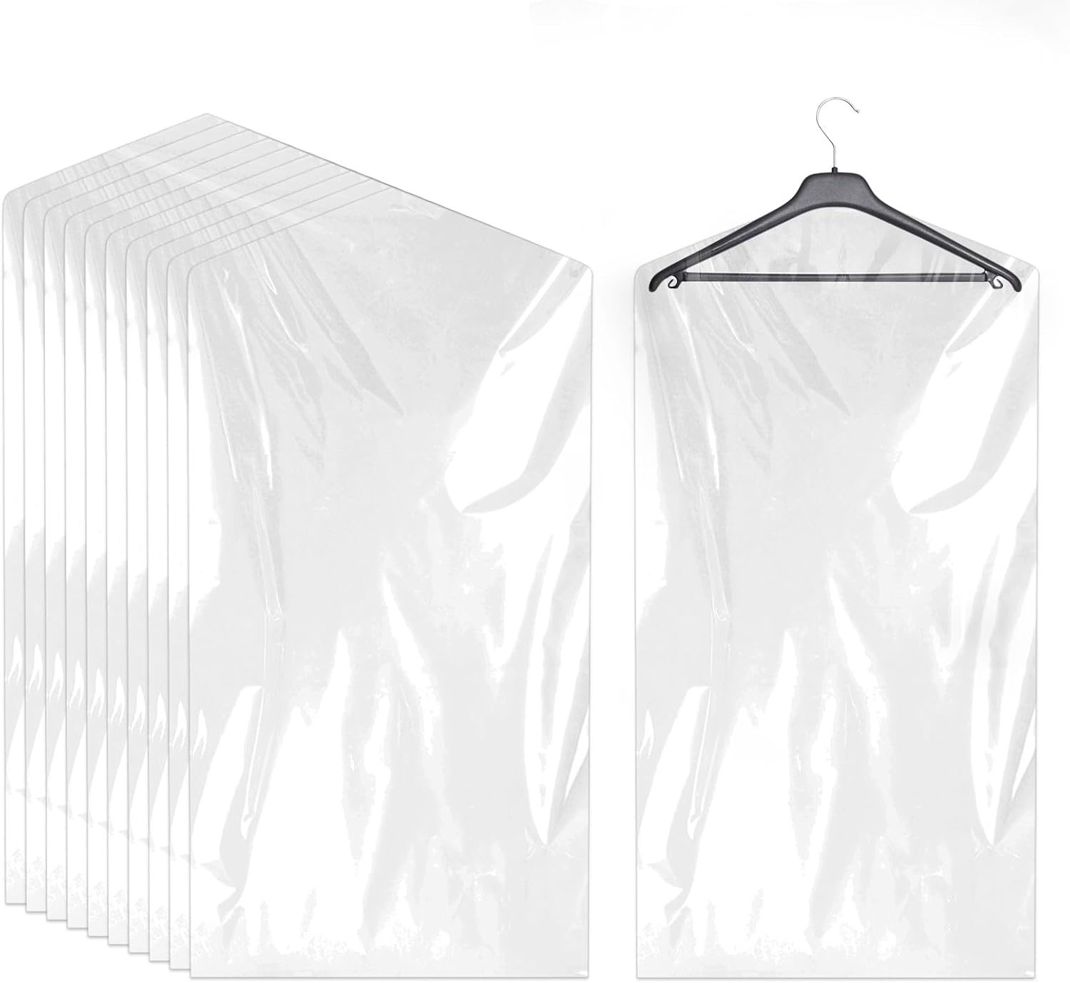 Set Mit 20 Kleidersäcken, Transparente Kleidersäcke, Kunststoff-kleiderschutzhüllen, 60 X 90 Cm, Zum Aufhängen Von Kleidung, Staubdichte Kleidersäcke Für Anzüge, Kleider, Blazer Und Hemden