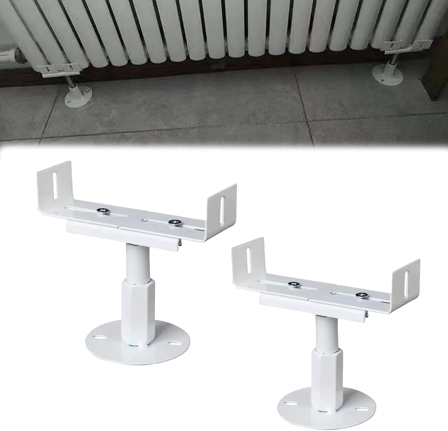 Heizkörper, 2 Stück Heizkörperhalterungen, 18-23 Cm Höhenverstellbar Und 3-22 Cm Breitverstellbar, Aluminium-heizkörperfüße, Bodenhalterung Für Säulenheizkörper