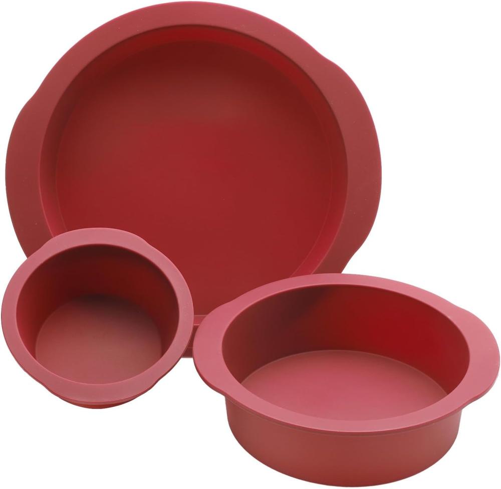 Set Mit 3 Runden Silikon-kuchenformen, Antihaftbeschichtet, Für Kuchen Und Käsekuchen(runde Form, 3 Teile À 10 + 15 + 20 Cm)