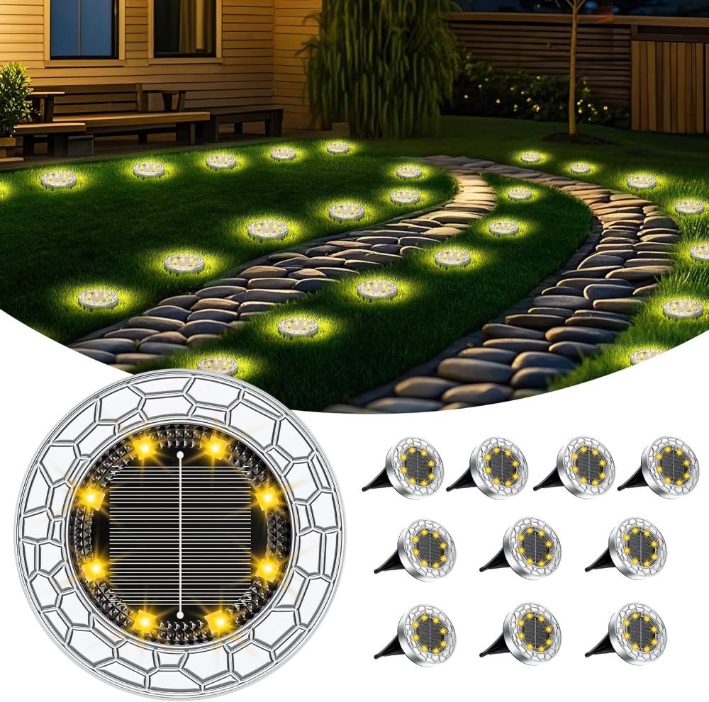 10-teiliges Solarleuchten-set Für Den Außenbereich, 8 Led-solarleuchten Für Den Außenbereich, Led-solar-gartenleuchten Aus Edelstahl