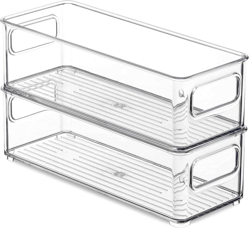 [2er-set] Transparente Kühlschrank-aufbewahrungsbox – Küchenaufbewahrungsbox Mit Griffen, Kühlschrank-organizer –- 25 X 9,5 X 7,5 Cm