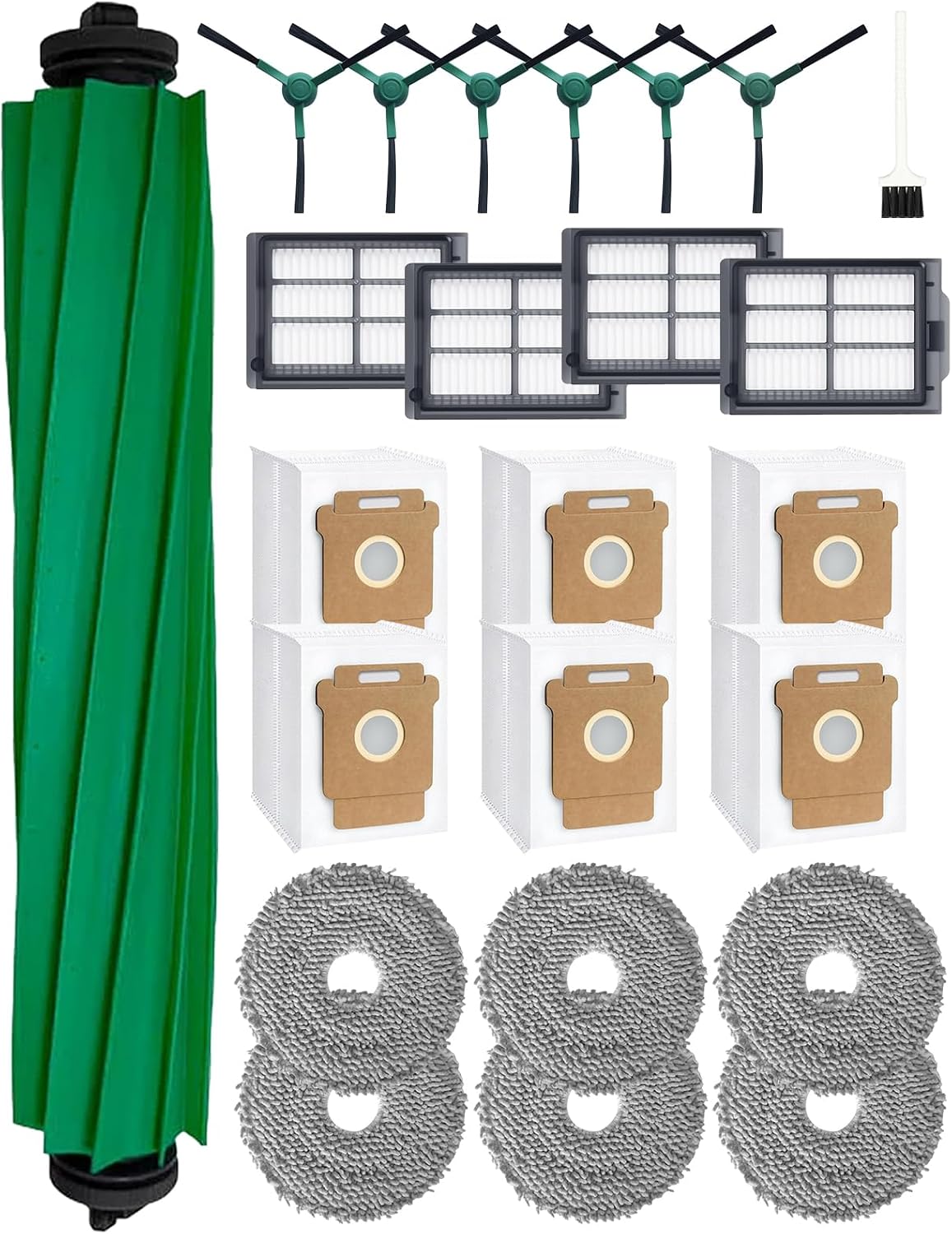 Zubehör Für Den Irobot Roomba Plus 405/505 Combo Saugroboter: 1 Hauptbürste, 6 Seitenbürsten, 4 Hepa-filter, 6 Staubsaugerbeutel, 6 Reinigungstücher
