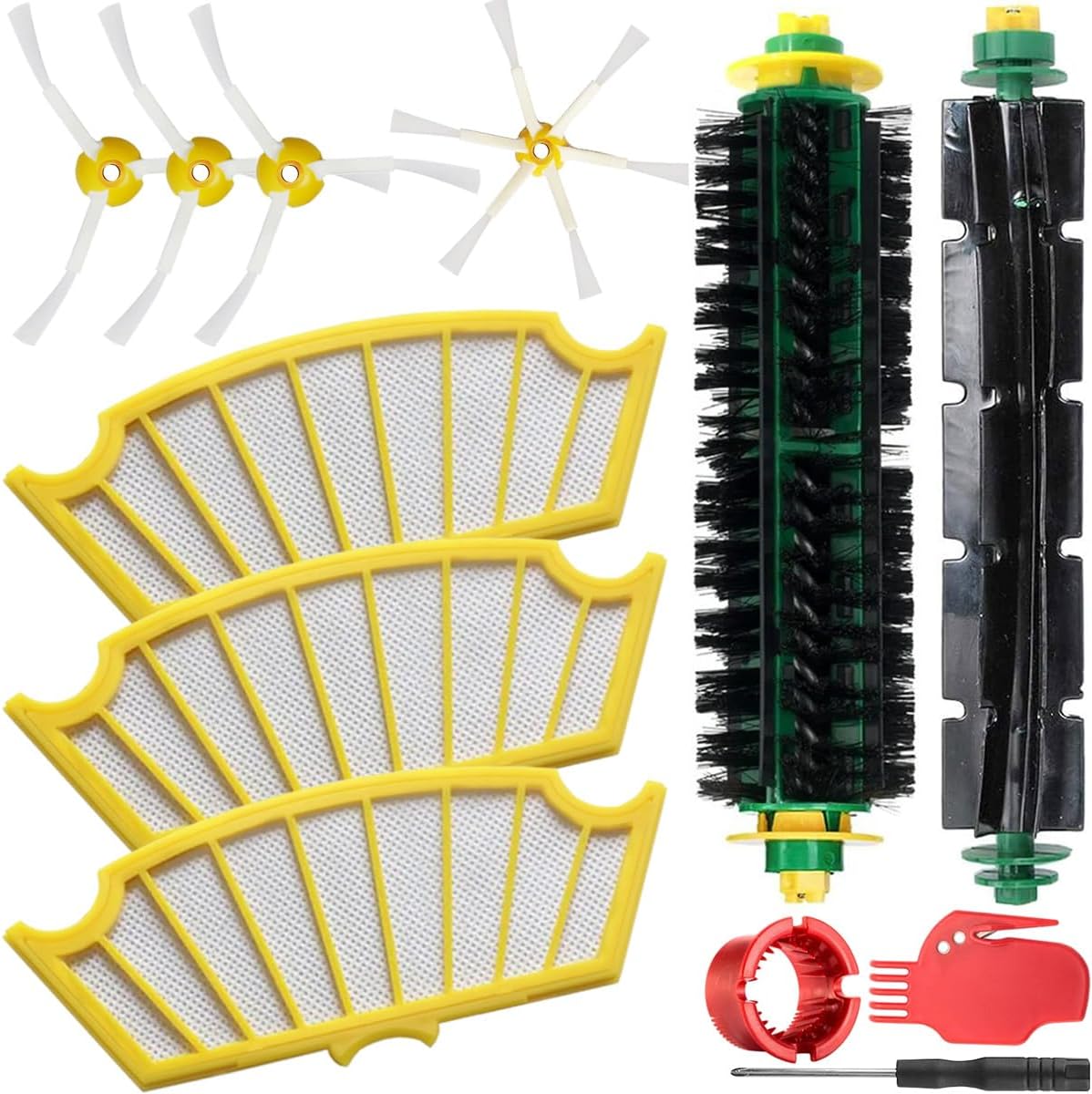 Ersatzteile Für Roomba 500 Serie 505 535 555 560 561 562 564 570 571 575 Saugroboter: Hauptbürste, Seitenbürste, Hepa-filter, Gummiteile, Zubehörset