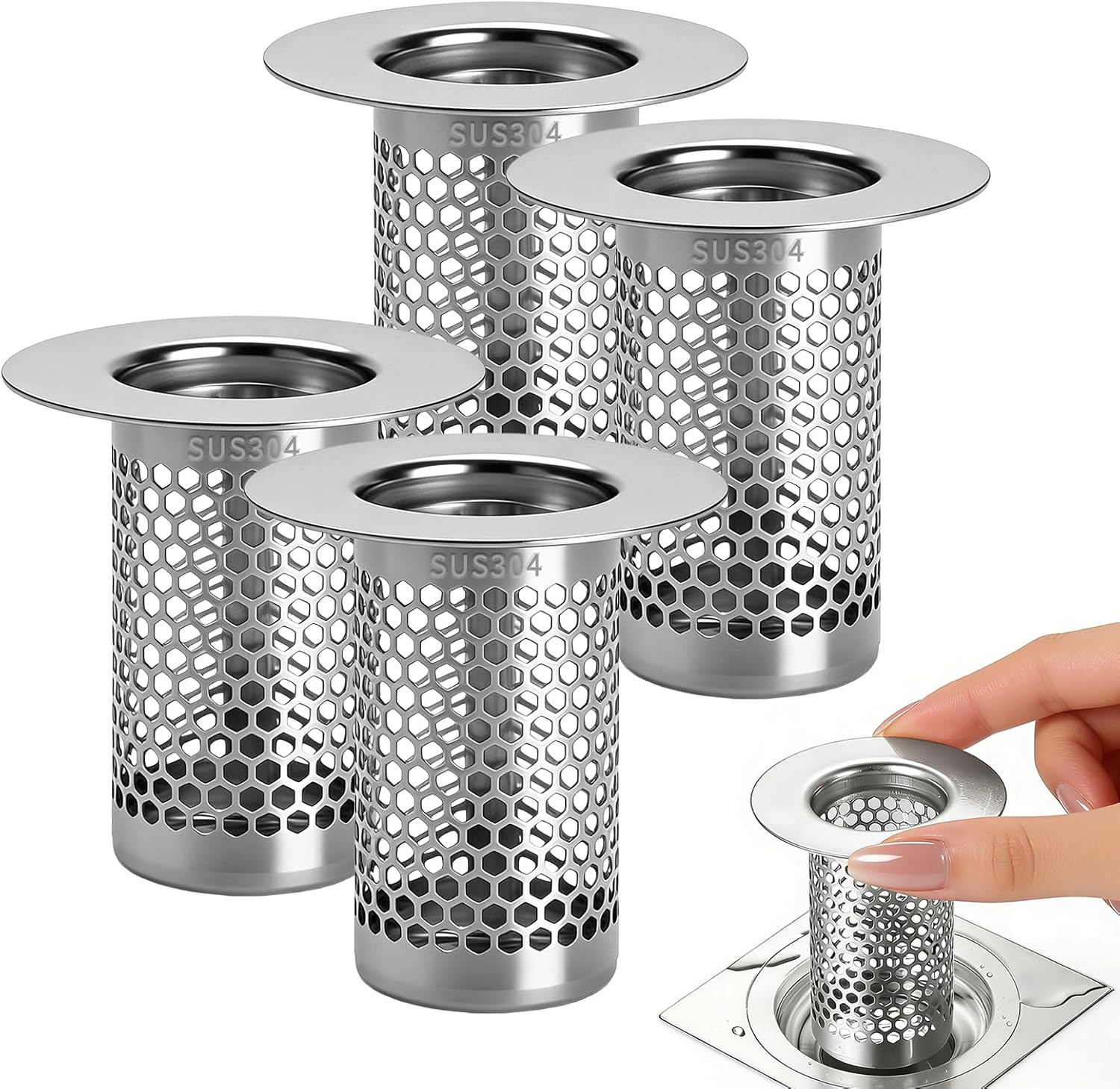 4-teiliger Haarfangfilter Für Duschabflüsse (mittelgroß)