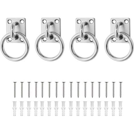Edelstahl-ösenplatten, 4-teiliges Decken-/wandmontage-set – 5 Mm Vierkantring Für Pferde, Sonnensegel, Schaukeln – Mit Schrauben Und Dübeln