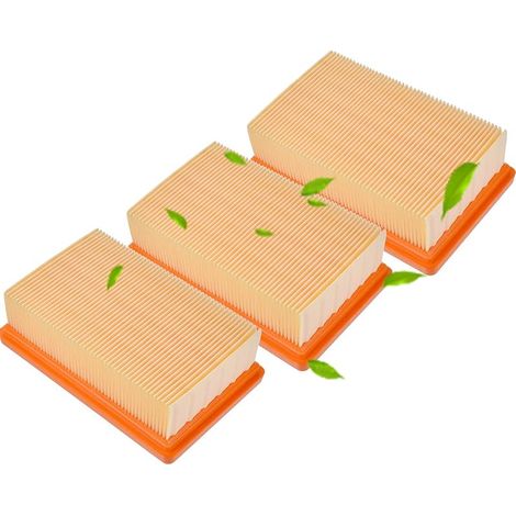 Packung Mit 3 Flachen Faltenfiltern, Kompatibel Mit Kärcher Staubsaugern Wd4, Wd5, Wd6, Mv4, Mv5, Mv6, Kompatibel Mit Kärcher Filtern Wd 5 P, Mv 5 P, Wd6p, Wp5, P, Premium 2.863-005.0 (3)
