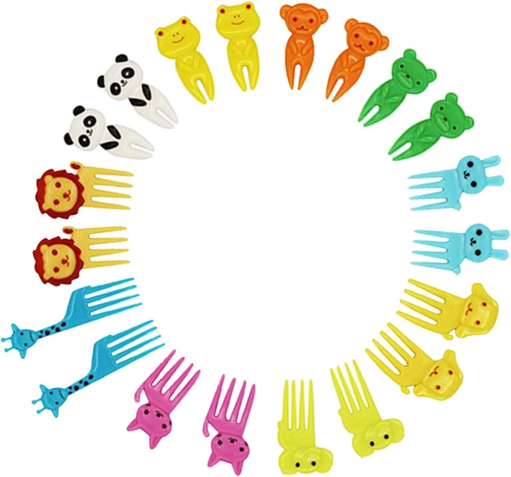 Set Mit 20 Mini-obst-, Kuchen- Und Bento-gabeln Mit Tiermotiven, Geeignet Für Kinder Und Erwachsene, Sowie Zahnstochern.