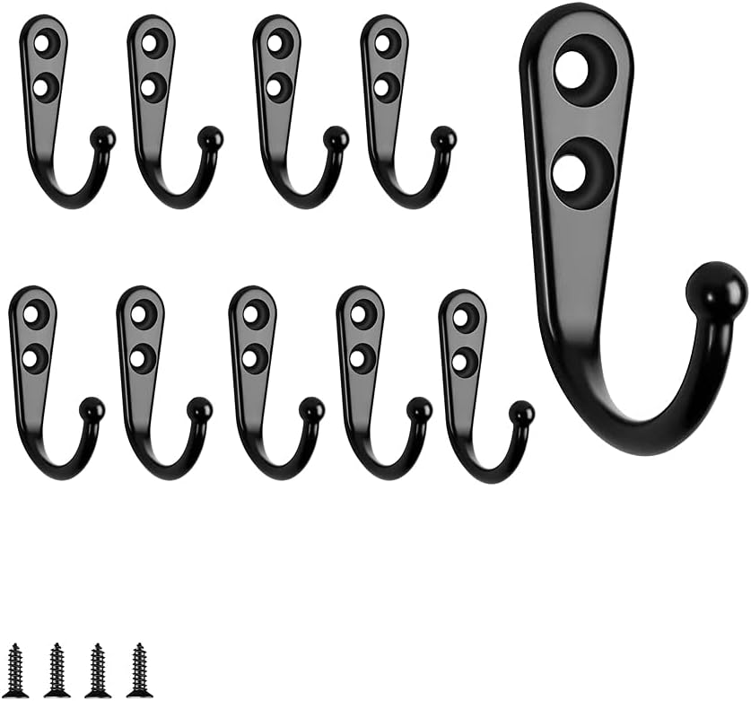 10-teiliges Set Wandhaken Zum Einschrauben, Schwarze Kleiderhaken