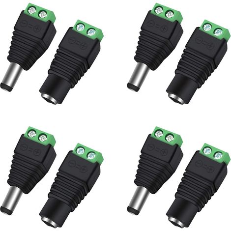 Packung Mit 4 Paaren 5,5 Mm X 2,1 Mm Stecker Und Buchsen Für 12 V Gleichstrom, Gleichstrom-stecker/buchsen-anschluss, Adapter Für Überwachungskameras Und Led-lichtleisten (4 Paare)