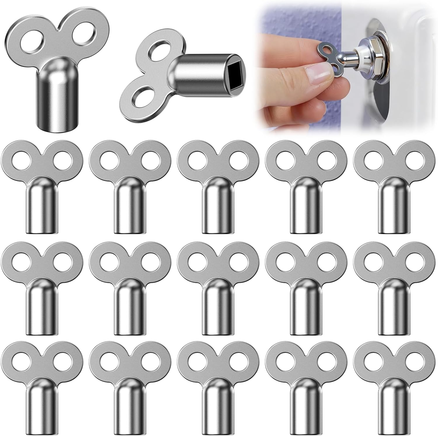 Set Mit 15 Universellen 5-mm-entlüftungsschlüsseln Für Heizkörper, Robuste Zink-vierkantschlüssel, Heizkörperschlüssel