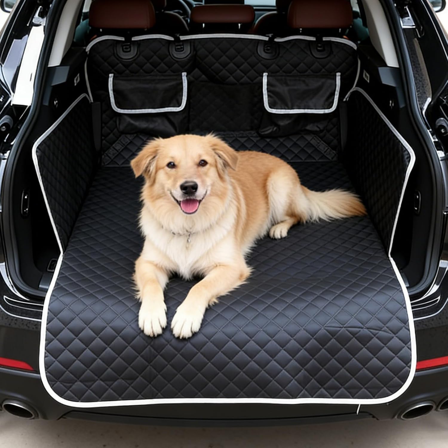 Kofferraumschutzmatte Für Hunde: 180 × 177 Cm, Universelle Hundeschutzmatte Mit Seiten- Und Ladekantenschutz, Doppeltaschen, Gesteppter Hundeabdeckung