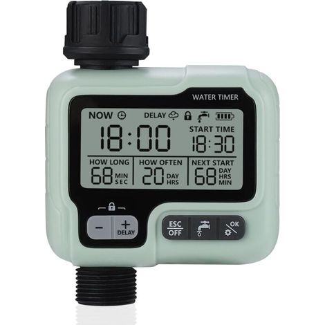 Bewässerungsuhr – Programmierer Für Gartenhähne (ipx5) – Kompatibel Mit 1/2-zoll- Und 3/4-zoll-hähnen – Betrieb Mit 2 Aa-batterien – 1 Stück