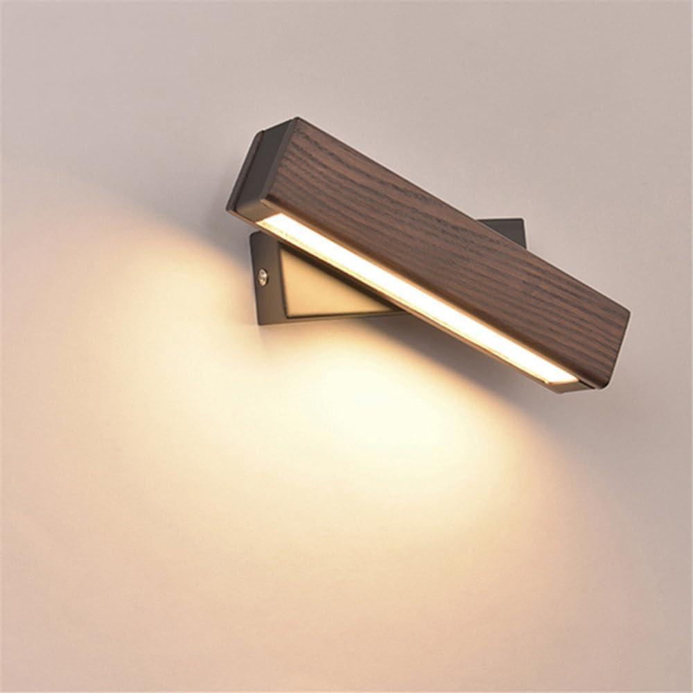 Schwenkbare Led-wandleuchte In Walnussholzoptik, Nachttischlampe Aus Aluminium Und Holz Für Schlafzimmer, Hotelflur